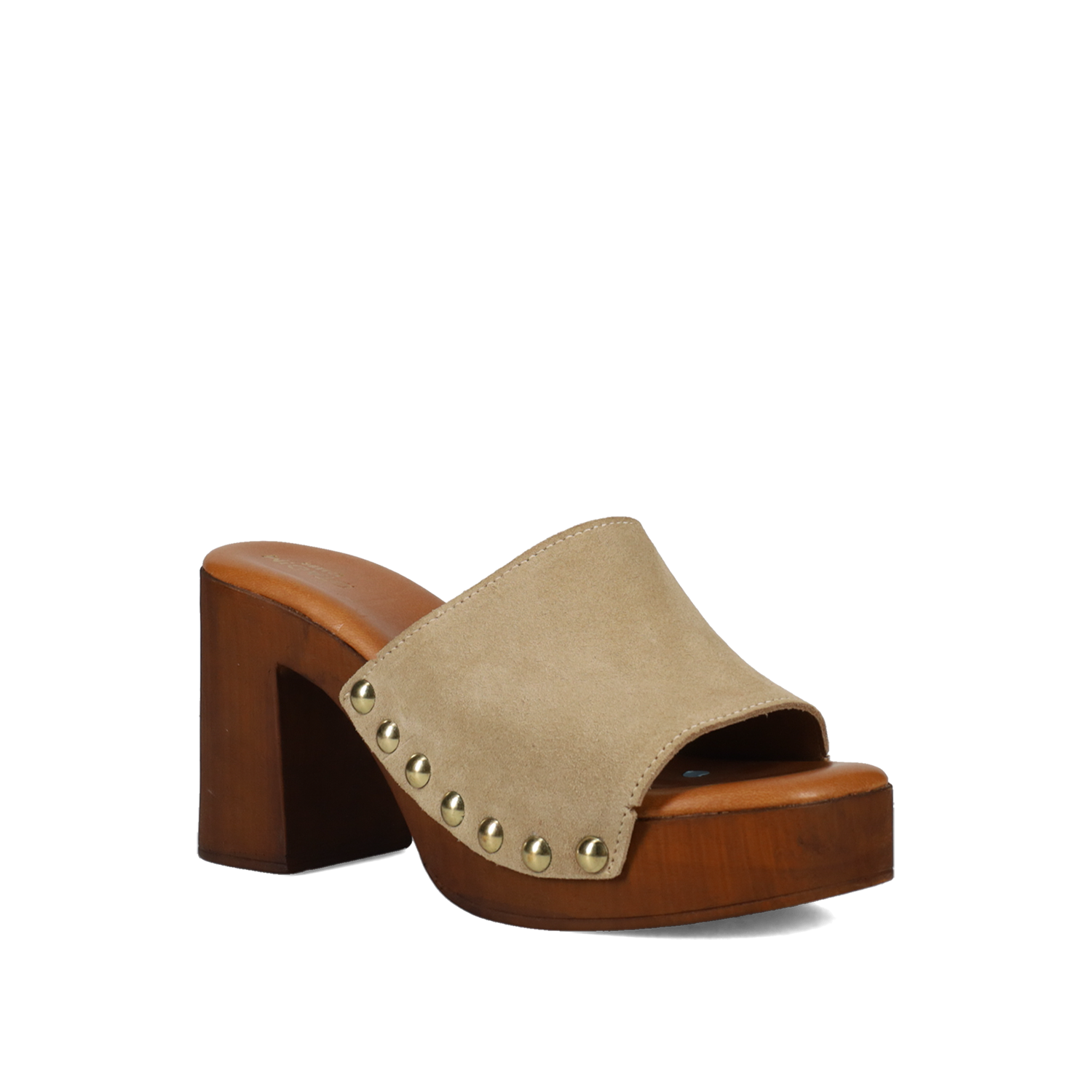 Μπεζ δερμάτινο mule τσόκαρο
