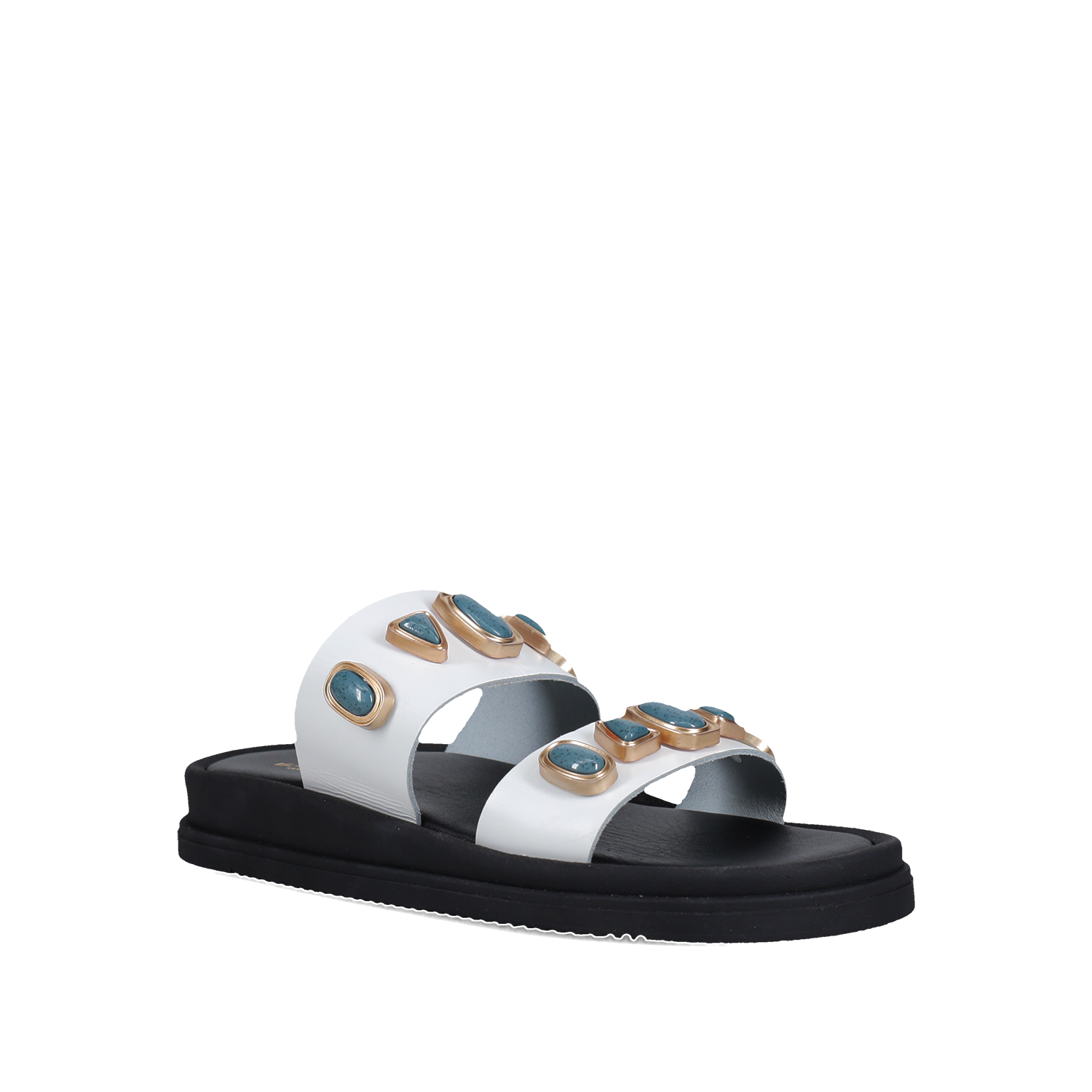 Λευκό δερμάτινο footbed σανδάλι