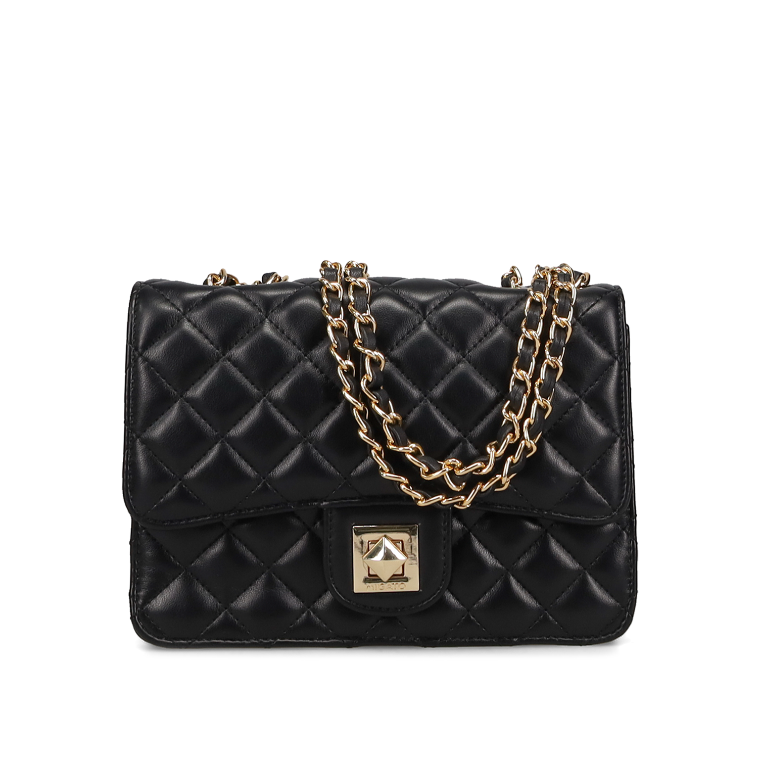 Μαύρη καπιτονέ τσάντα ώμου