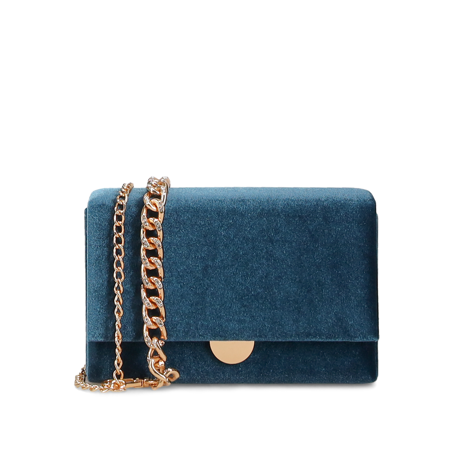 Πετρόλ βελούδινο clutch τσαντάκι