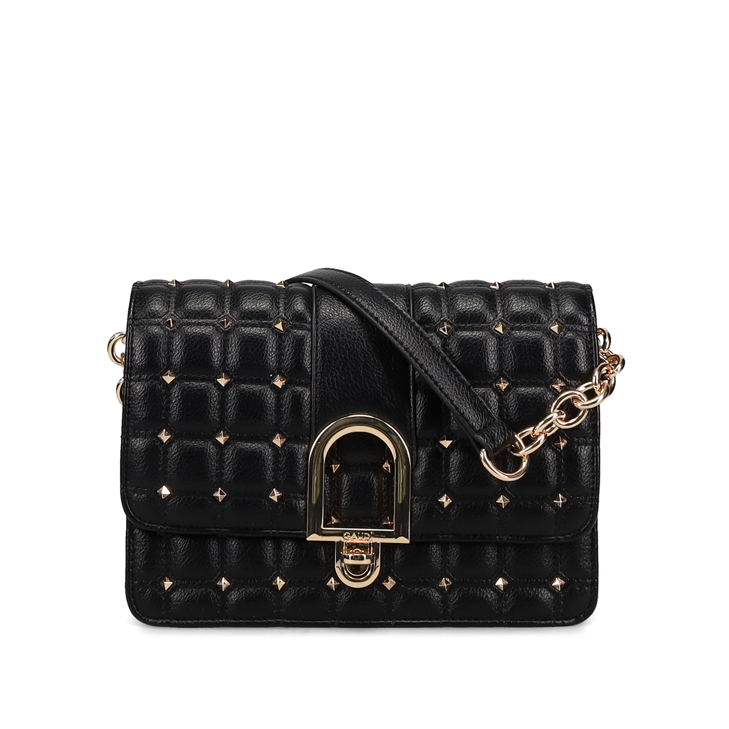 Μαύρη καπιτονέ τσάντα ώμου ELEONOR STUDS