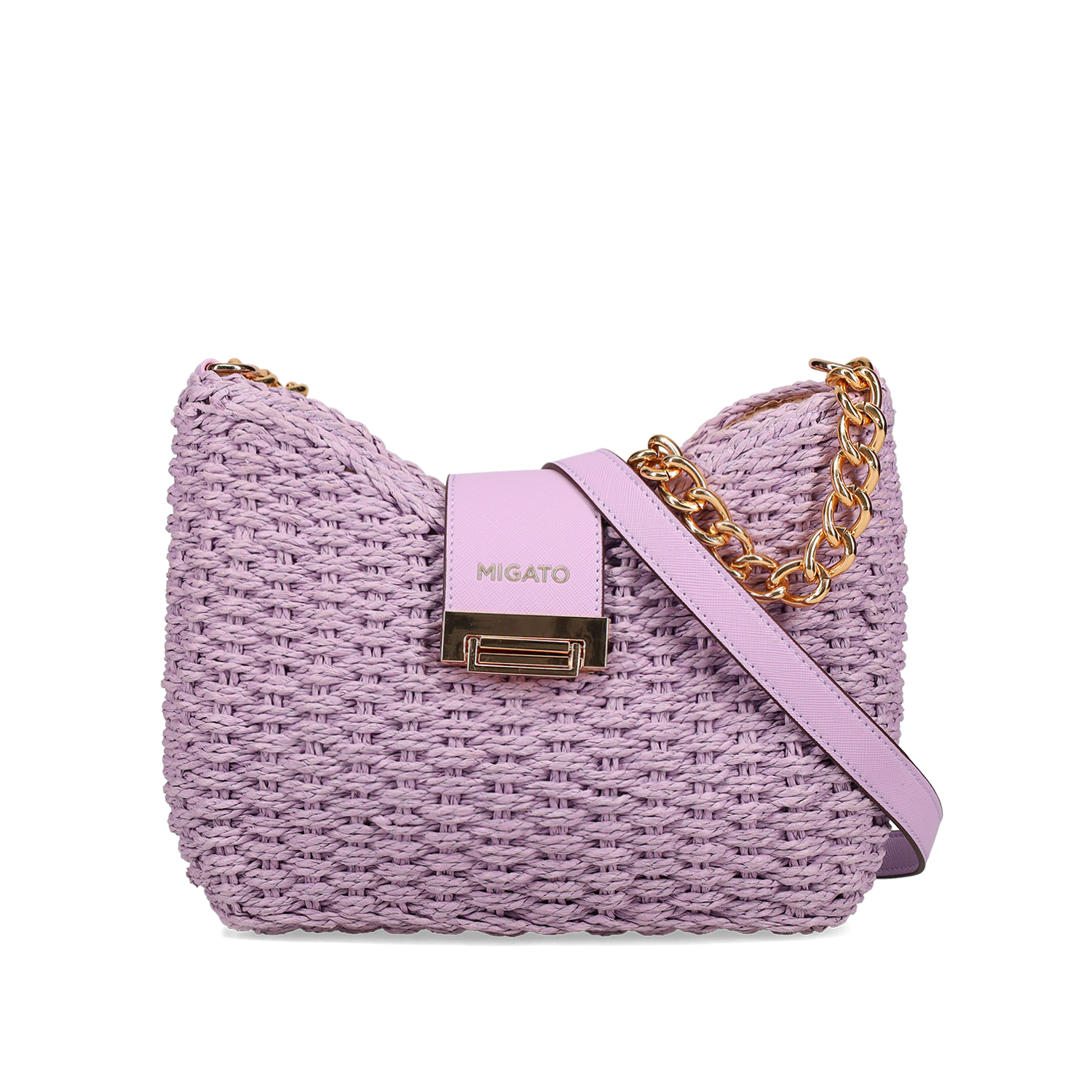 Λιλά πλεκτή τσάντα ώμου