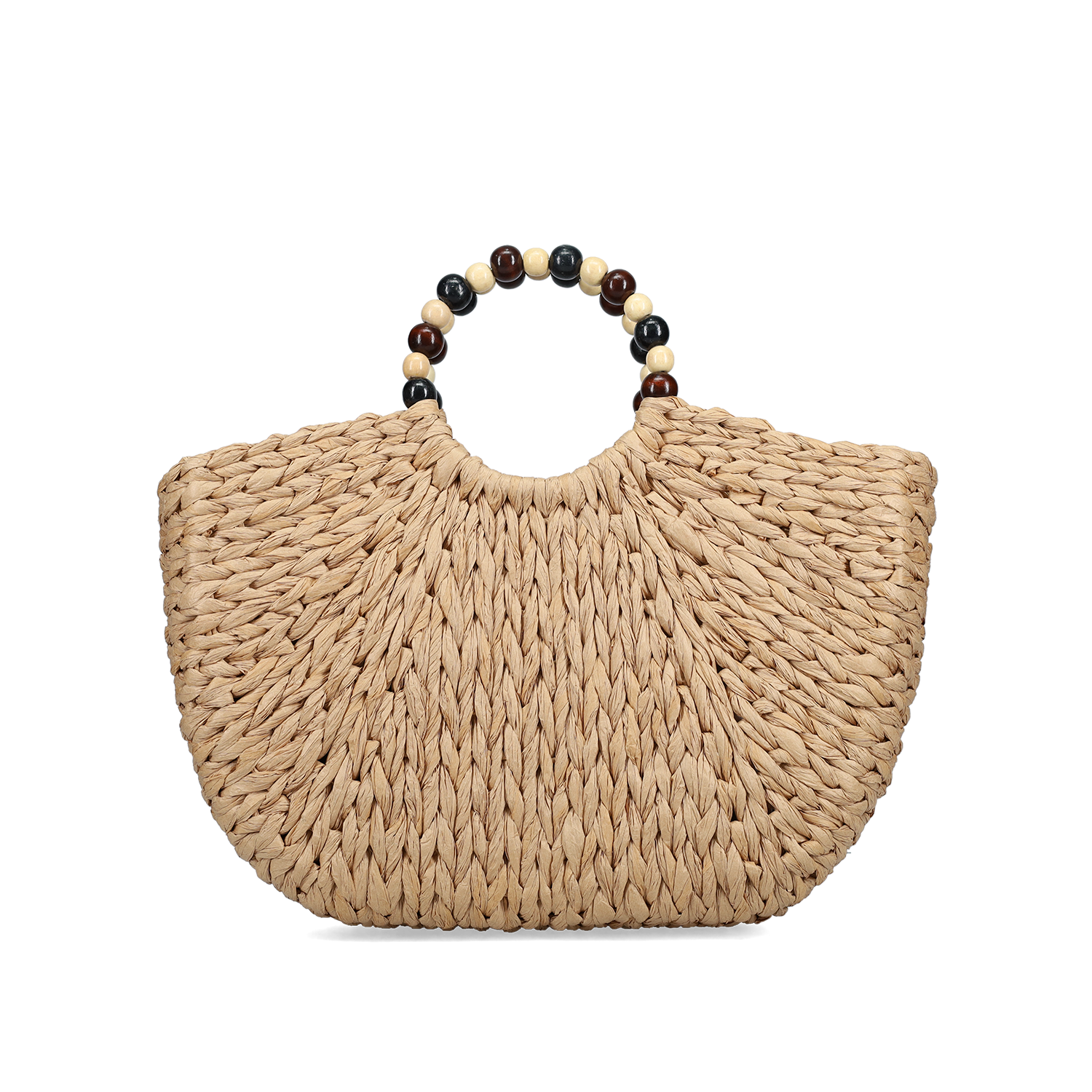 Μπεζ ψάθινη τσάντα χειρός