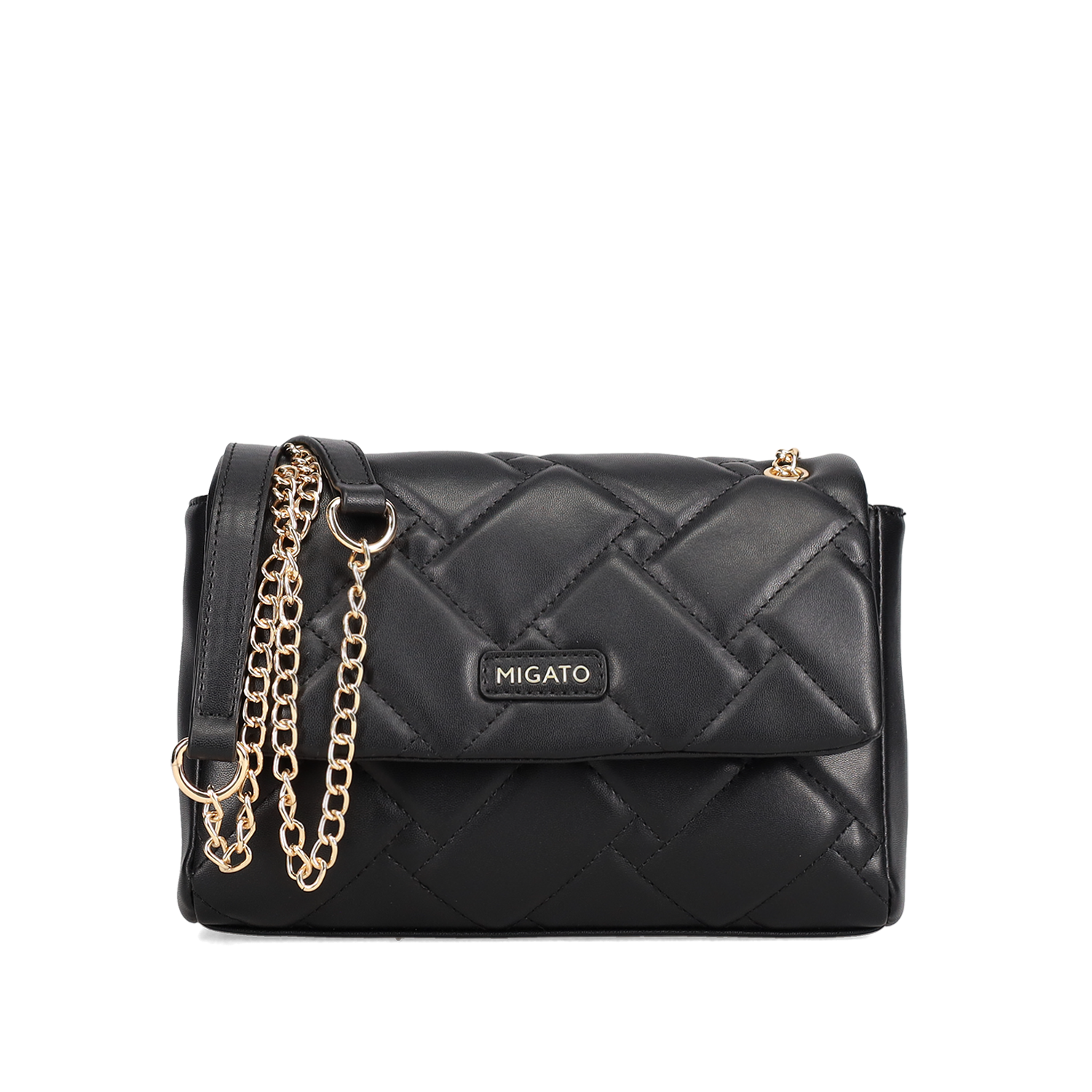 Μαύρη καπιτονέ τσάντα ώμου