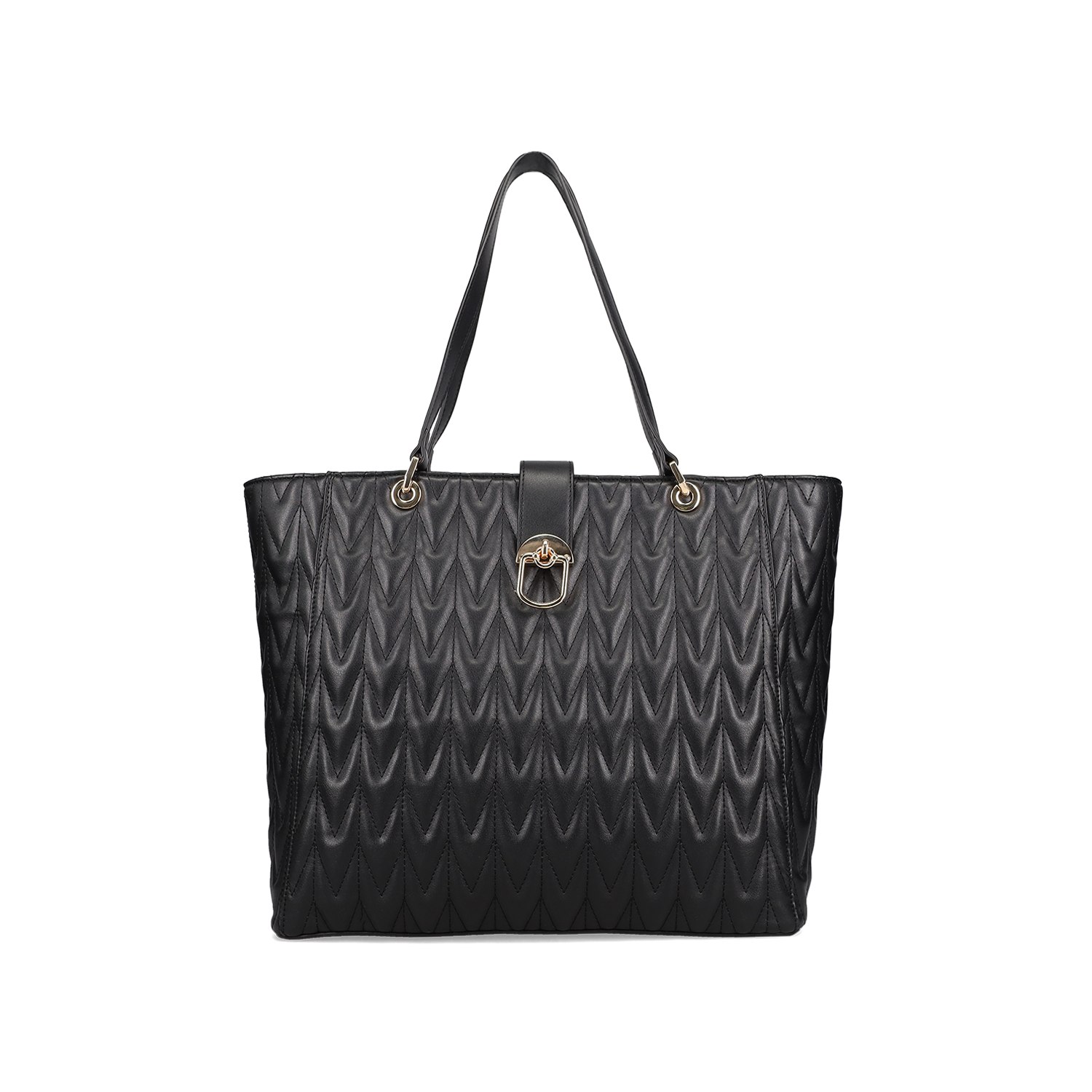 Μαύρη καπιτονέ τσάντα ώμου