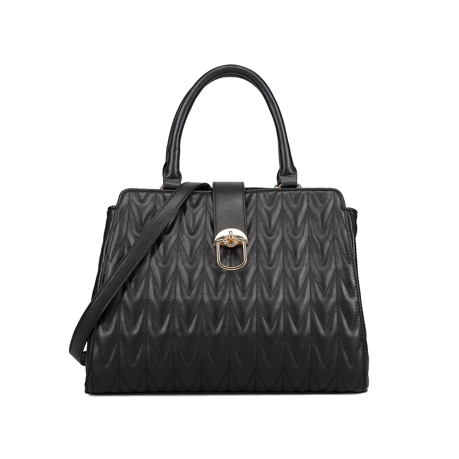 Μαύρη καπιτονέ τσάντα χειρός