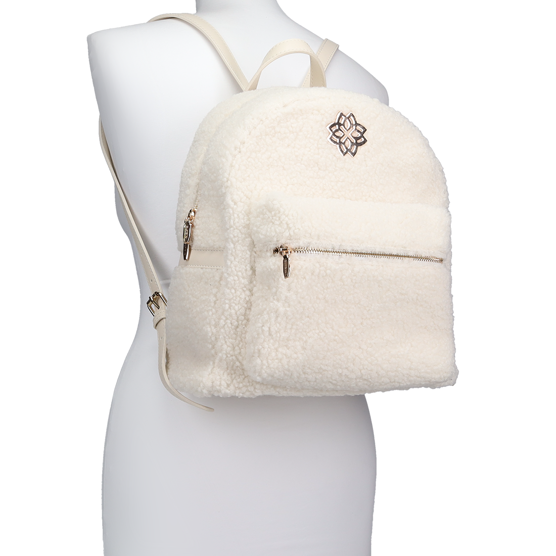 Εκρού μπουκλέ backpack φωτογραφία