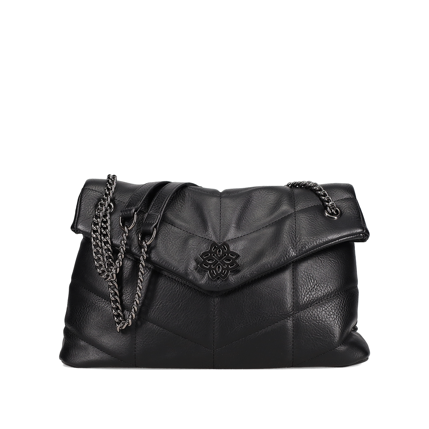 Μαύρη καπιτονέ τσάντα ώμου