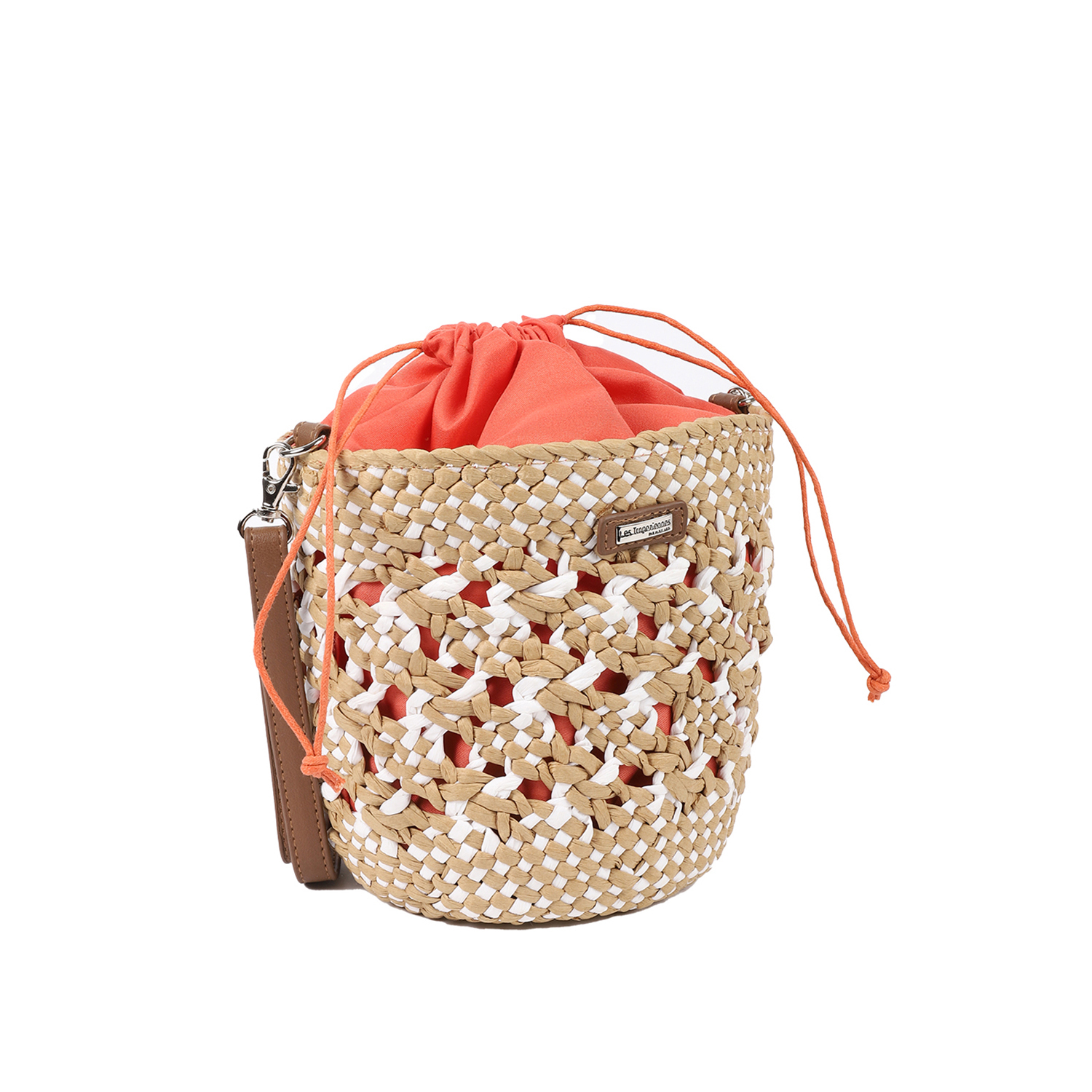 Μπεζ ψάθινη τσάντα ώμου φωτογραφία