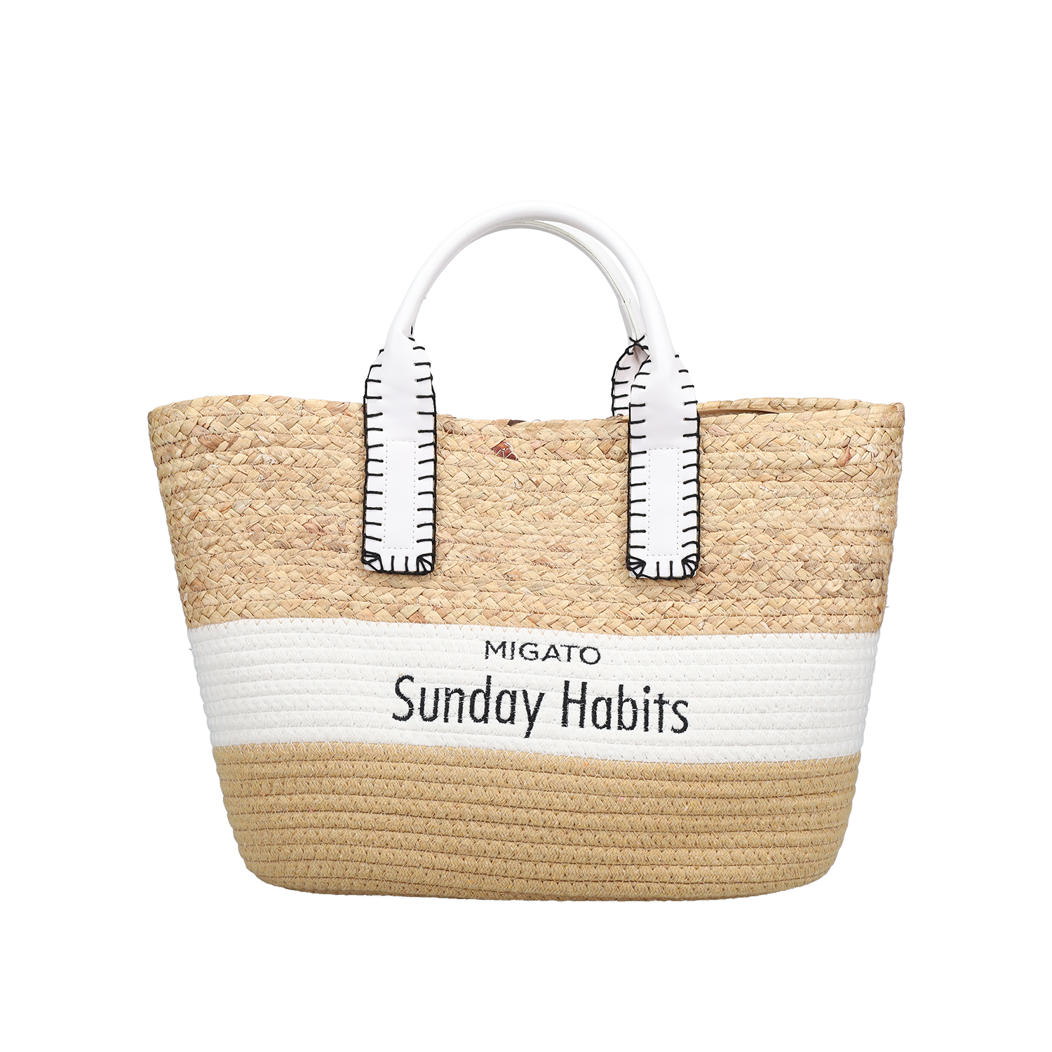 MIGATO SUNDAY HABITS Μπεζ ψάθινη τσάντα χειρός