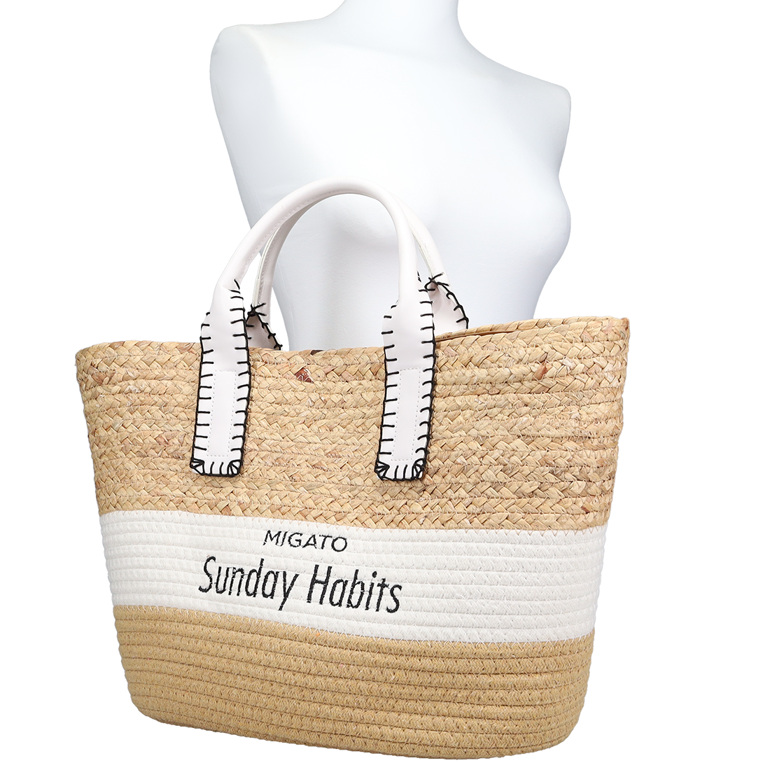 Μπεζ ψάθινη τσάντα χειρός φωτογραφία