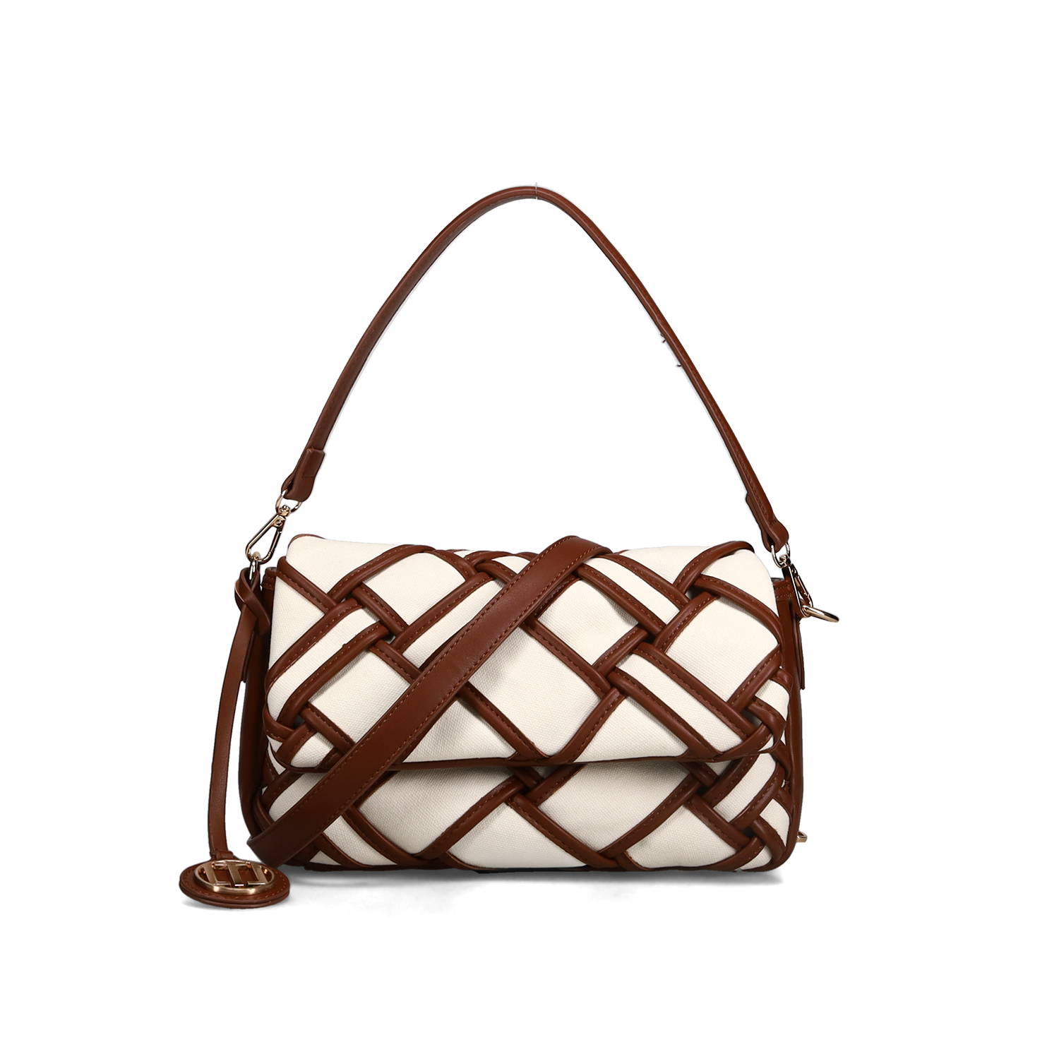 Λευκή καφέ τσάντα ώμου