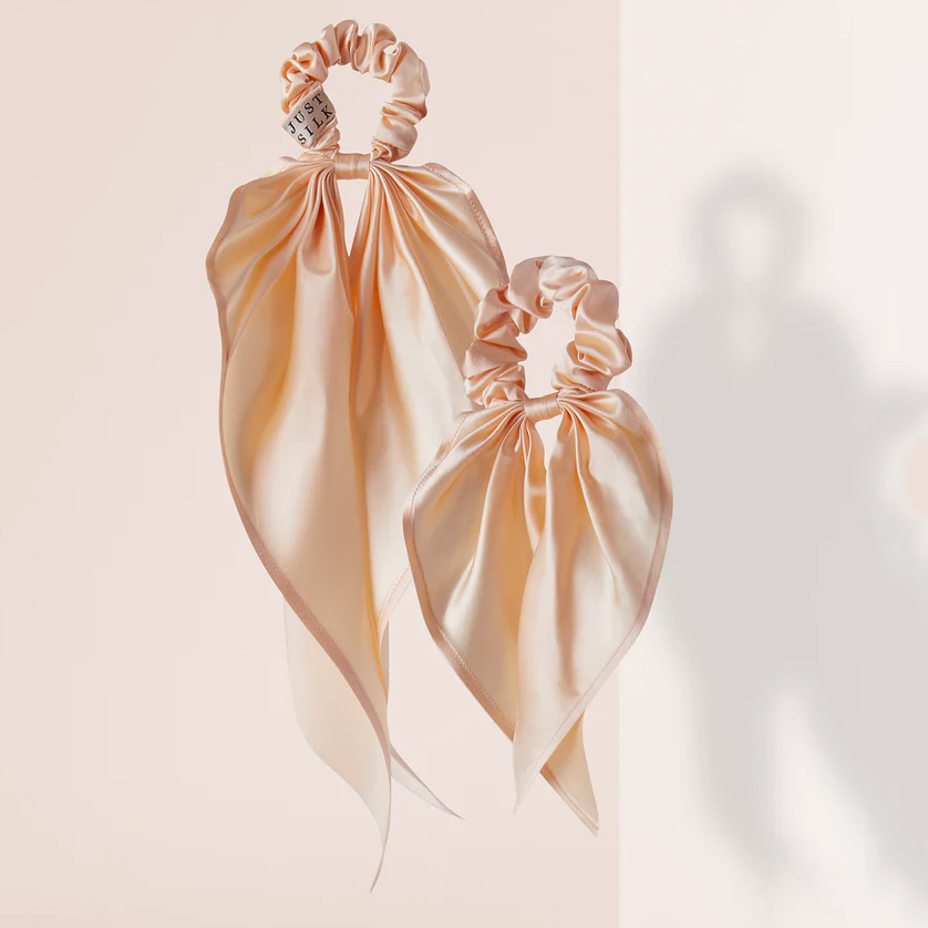 Κίτρινα μεταξωτά λαστιχάκια με κορδέλα