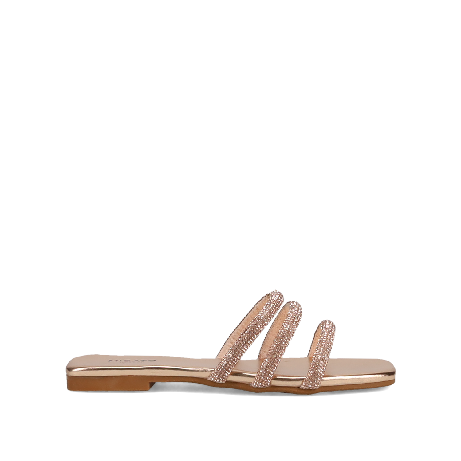 Ροζ χρυσό σανδάλι με στρας