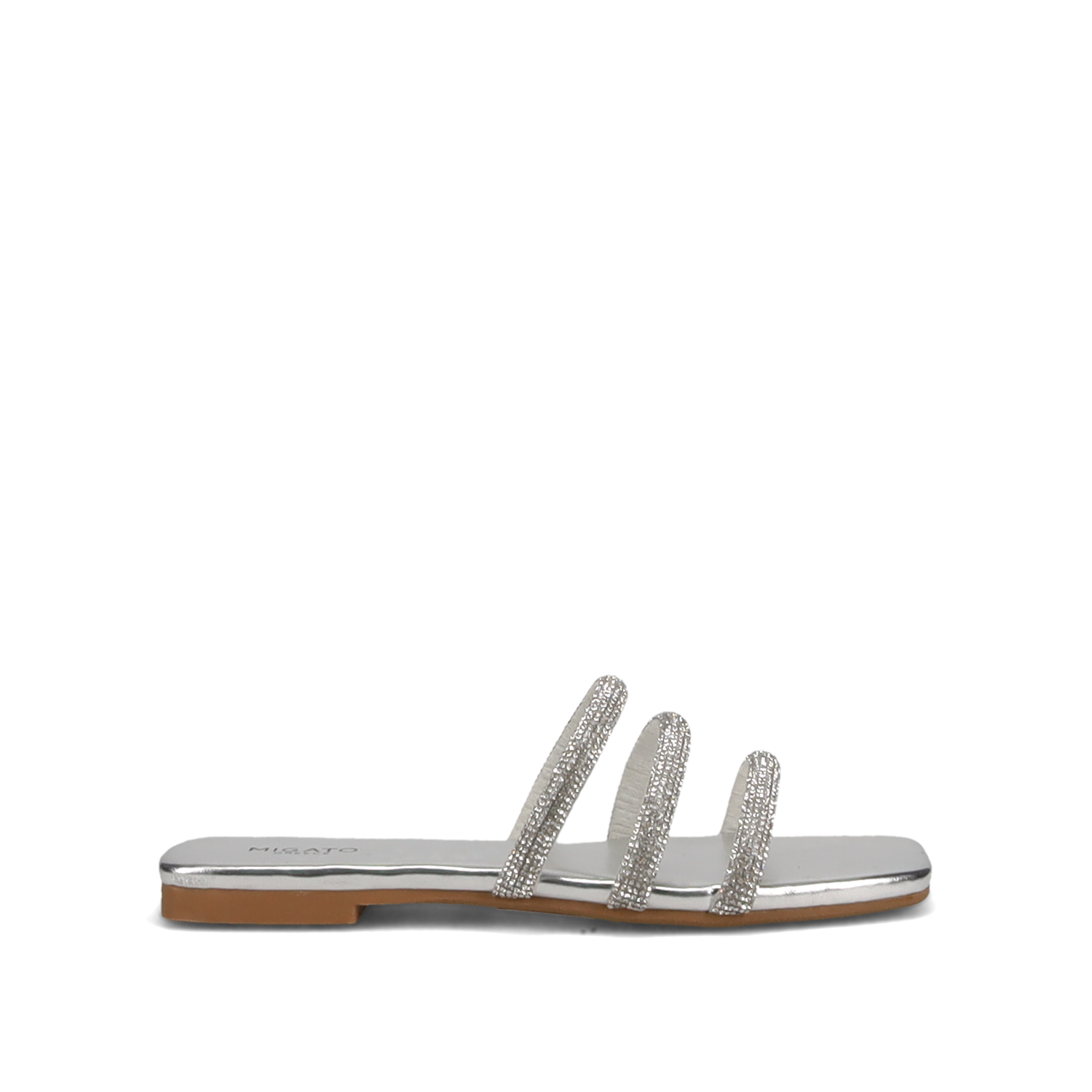 Ασημί σανδάλι με στρας