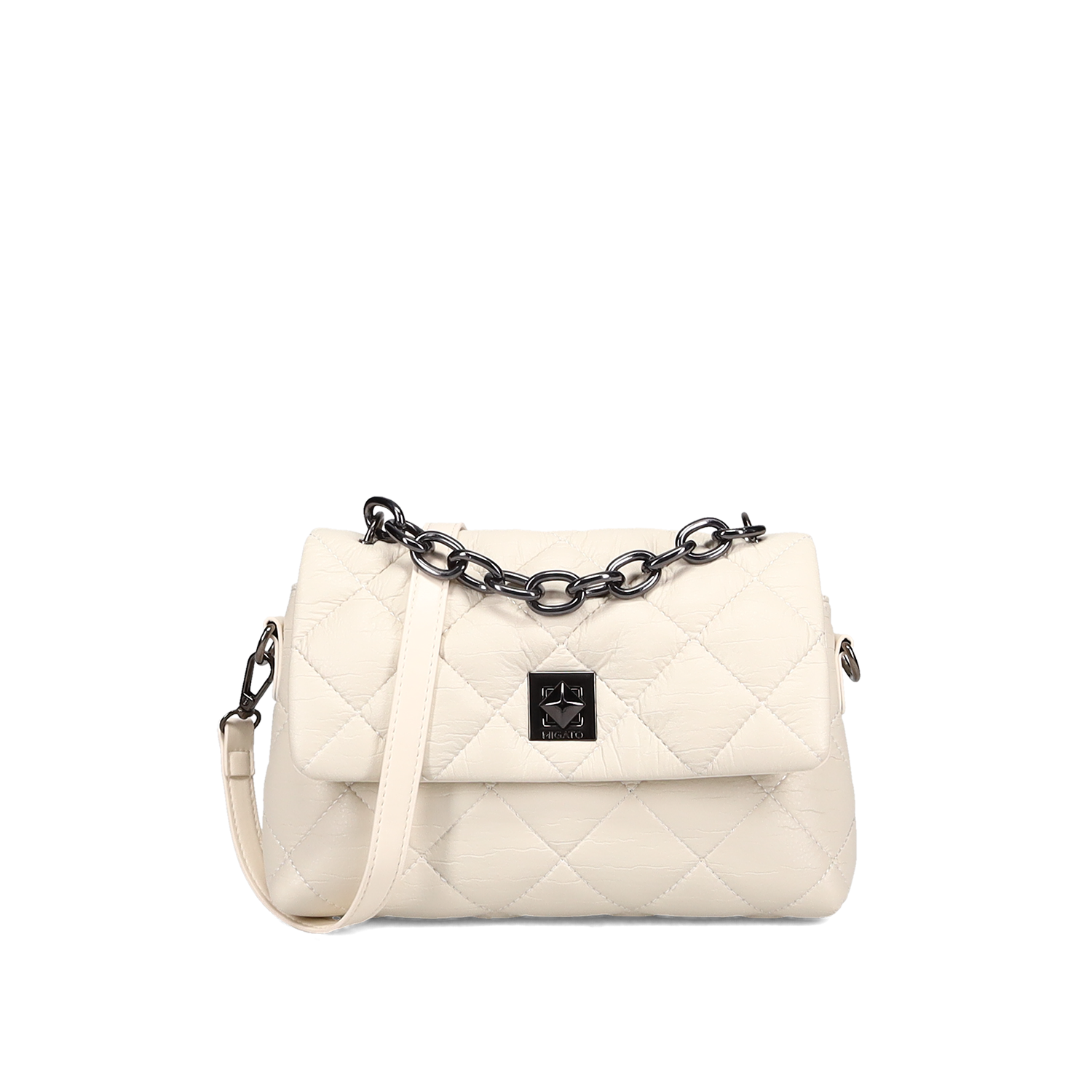 MIGATO Eκρού καπιτονέ crossbody τσάντα