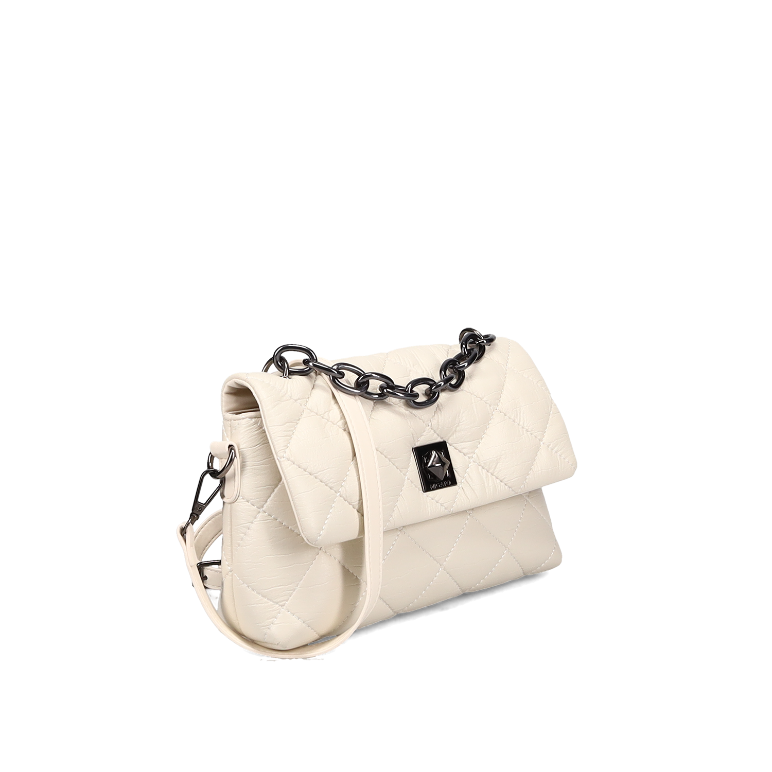 Eκρού καπιτονέ crossbody τσάντα φωτογραφία