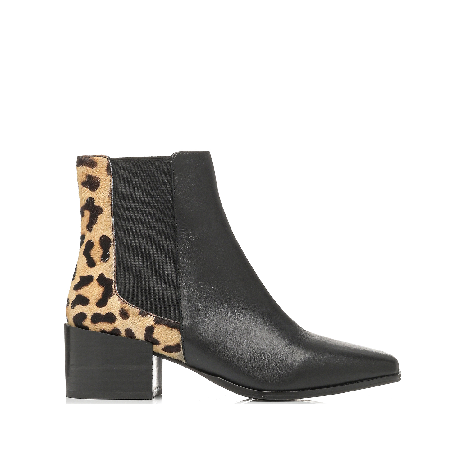 Μαύρο δερμάτινο λεοπάρ μποτάκι