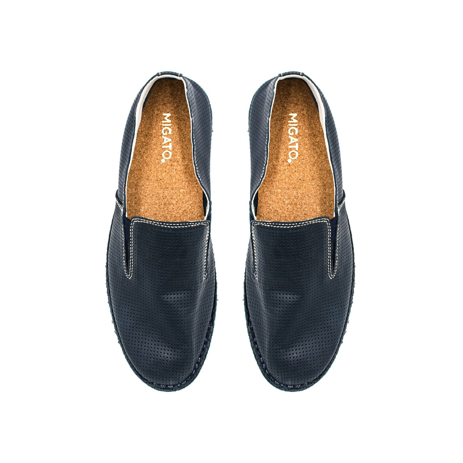 Ανδρικό μπλε δερμάτινο slip on φωτογραφία