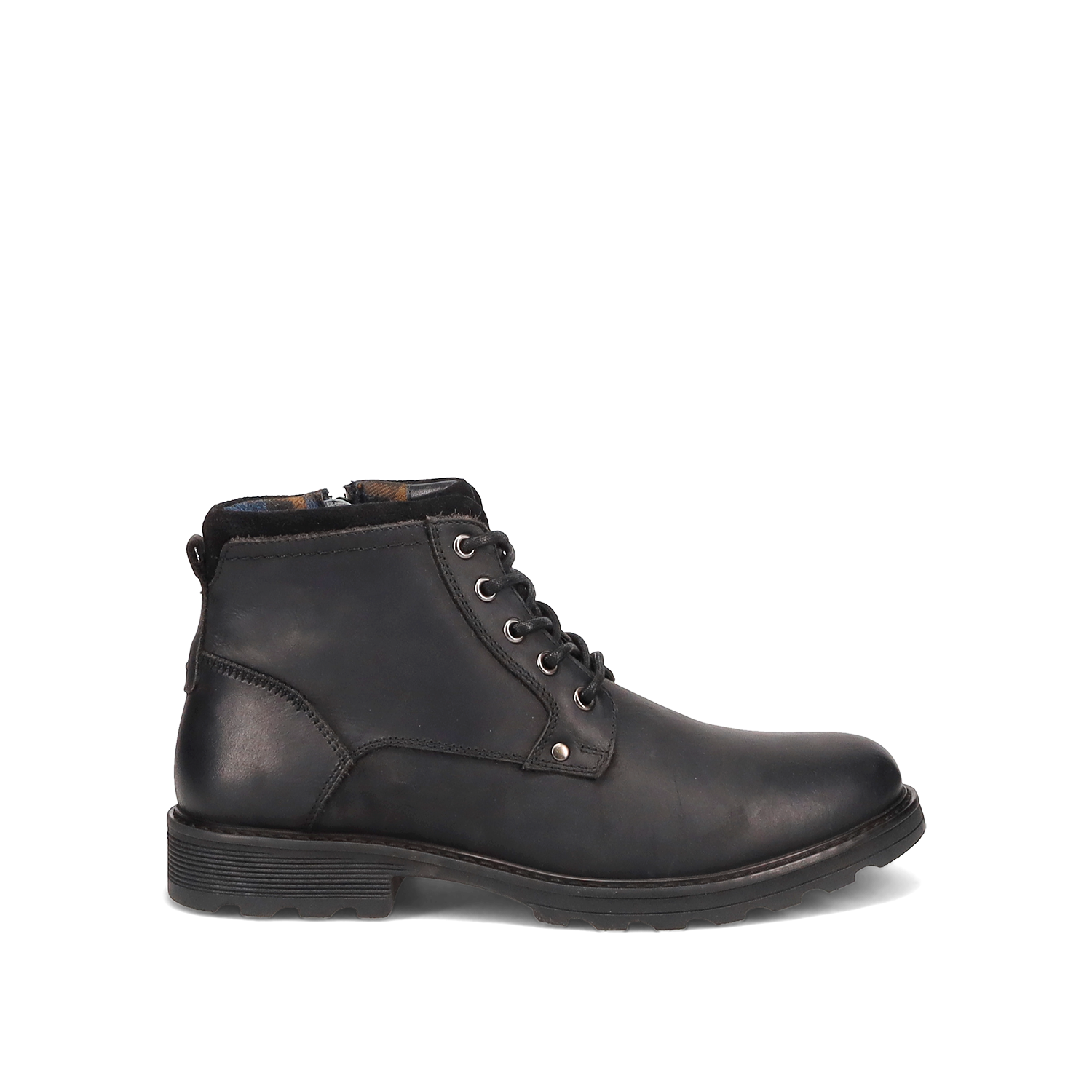 Μαύρο δερμάτινο ανδρικό μποτάκι