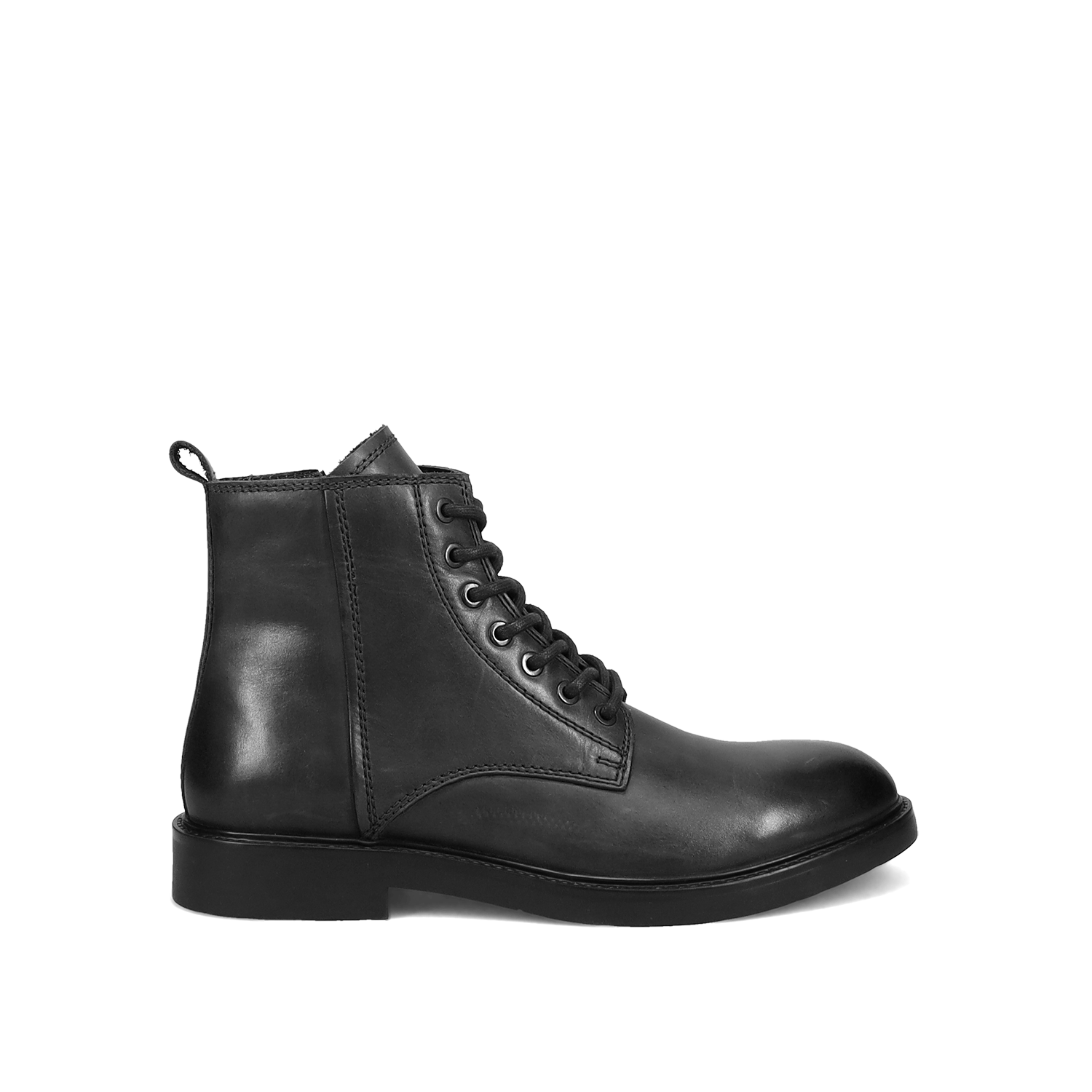 Μαύρο δερμάτινο ανδρικό μποτάκι