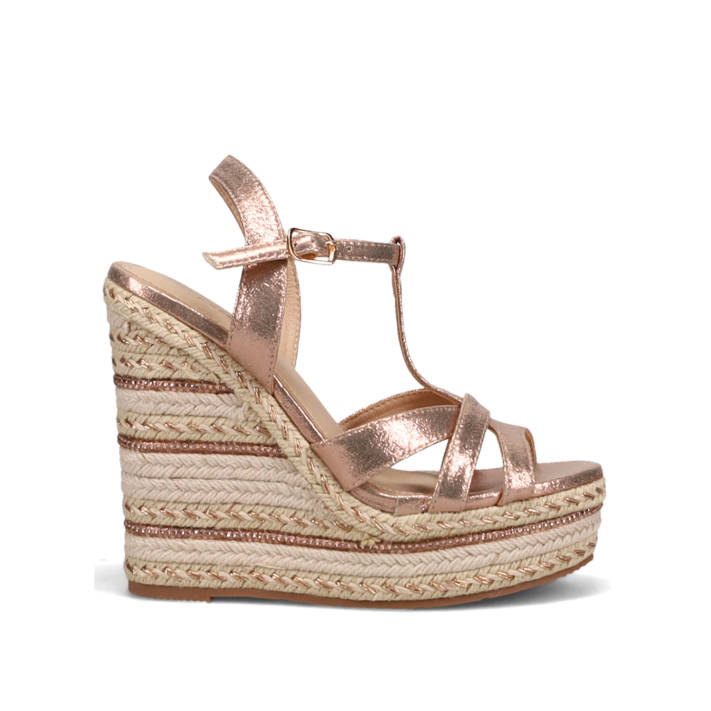 river island rose gold wedges