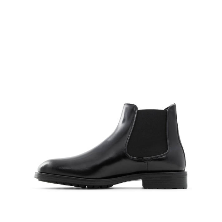 Μαύρο δερμάτινο ανδρικό μποτάκι UMIEMWEN