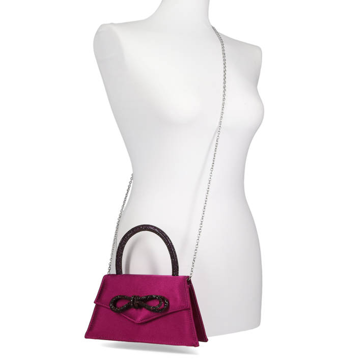 Purple satin evening bag
