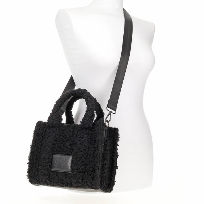 Black fur shoulder bag