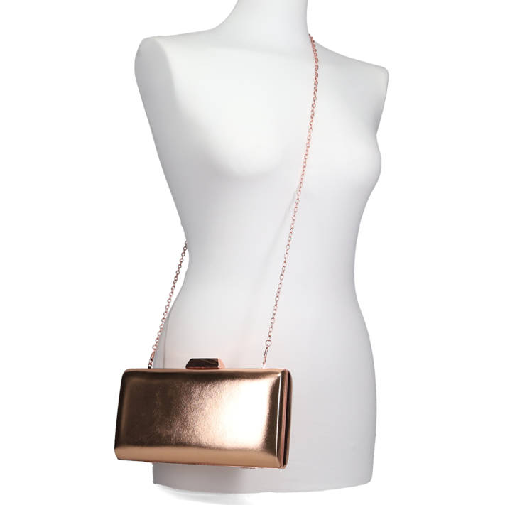 Rose gold clutch bag