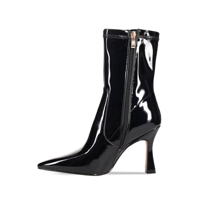 Black vinyl bootie