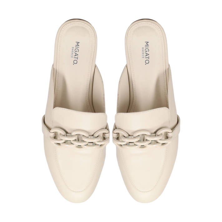 Εκρού ίσιο mule μοκασίνι
