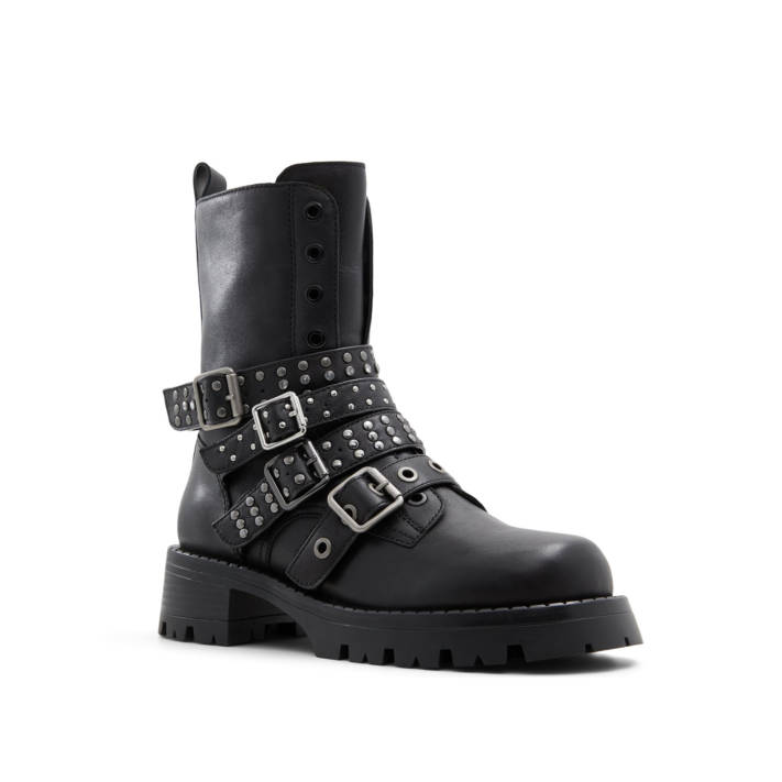 Black leather bootie VORTEXIA