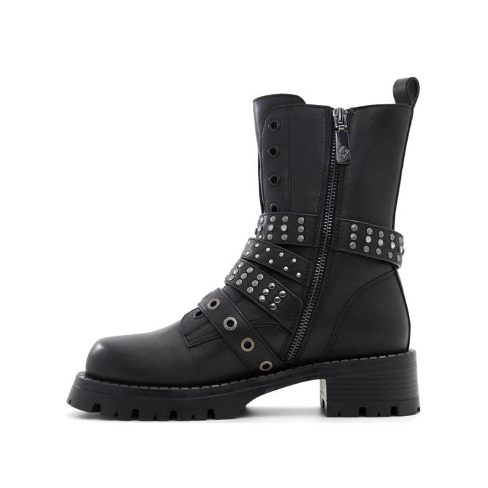 Black leather bootie VORTEXIA