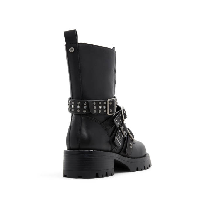 Black leather bootie VORTEXIA