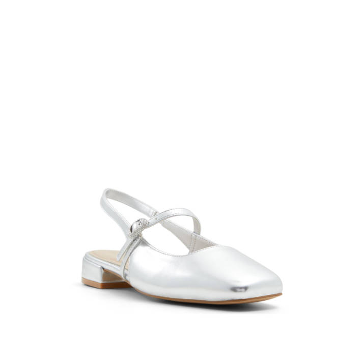 Silver patent ballet flat HUGUETTE