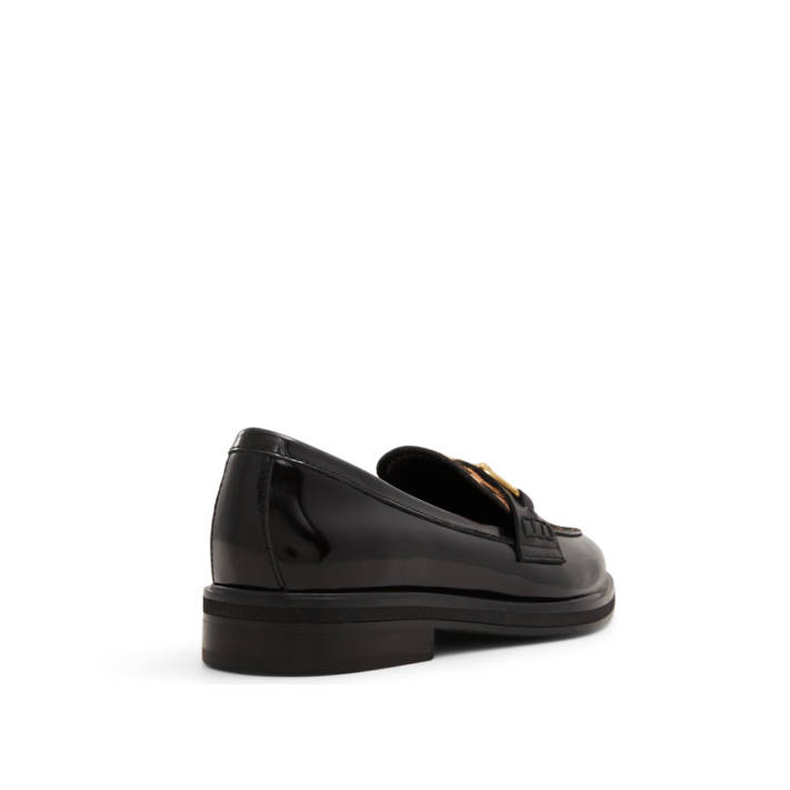 Black animal print leather loafer BISSOM