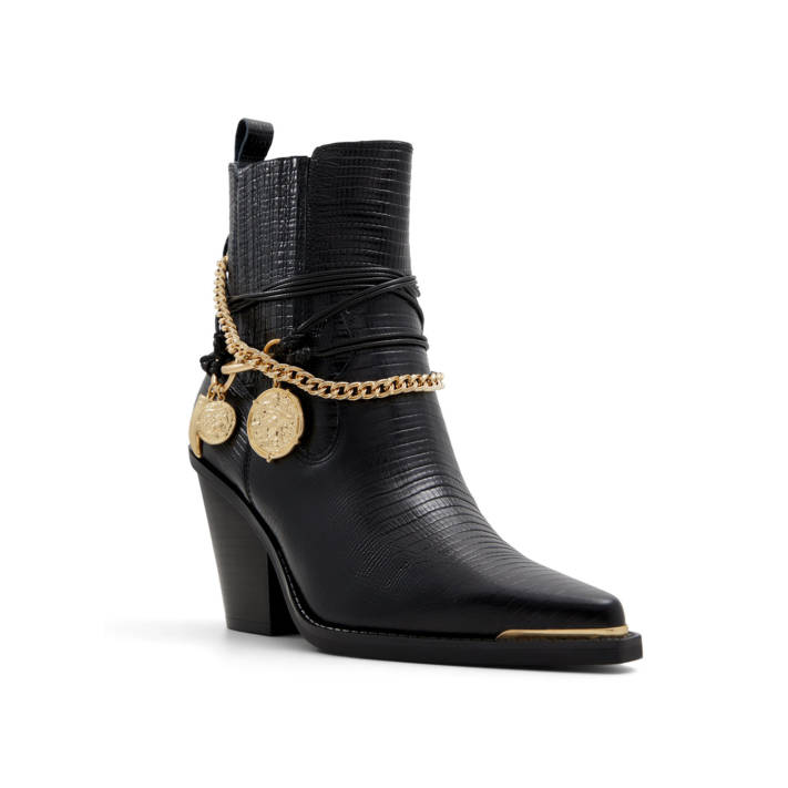 Μαύρο δερμάτινο μποτάκι PHENIX