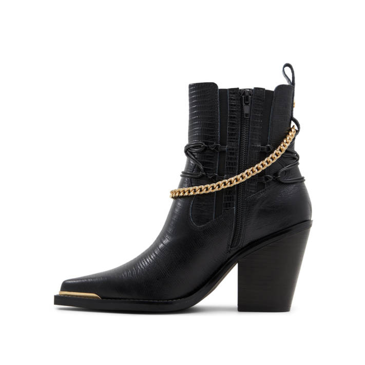 Μαύρο δερμάτινο μποτάκι PHENIX