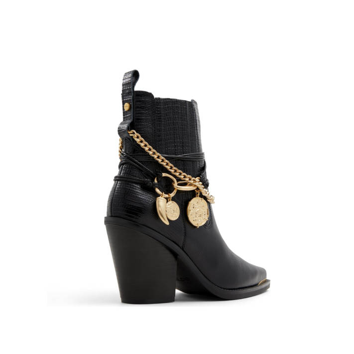 Μαύρο δερμάτινο μποτάκι PHENIX