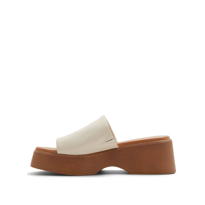 Εκρού δερμάτινο σανδάλι πλατφόρμα YASSU