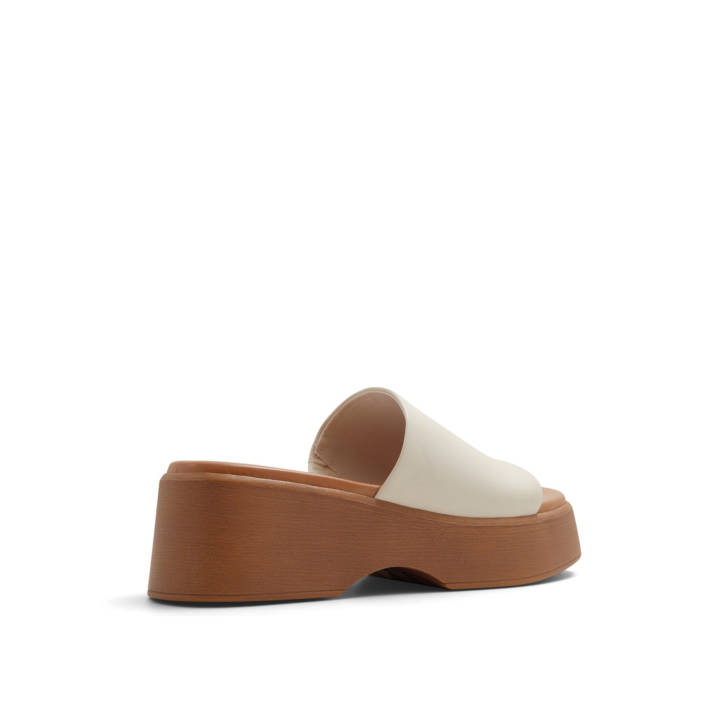 Εκρού δερμάτινο σανδάλι πλατφόρμα YASSU