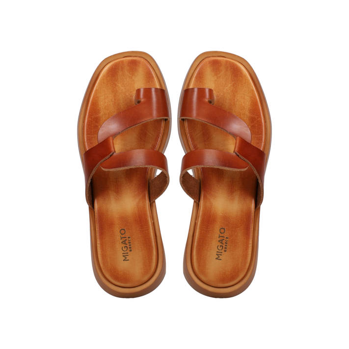 Ταμπά δερμάτινο flatform σανδάλι