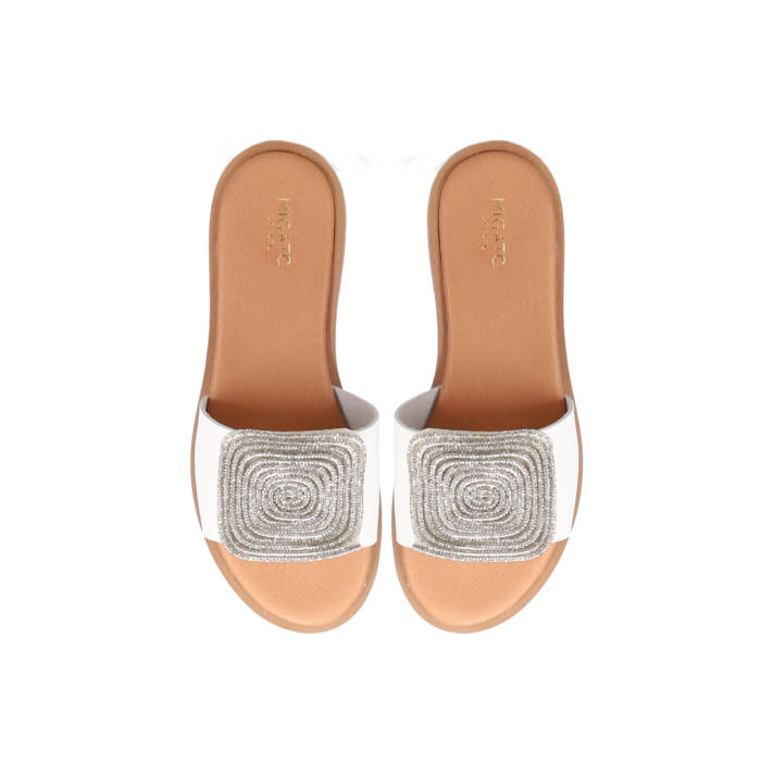 White flat sandal