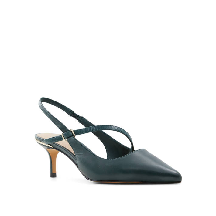 Dark green leather pump ILUKA