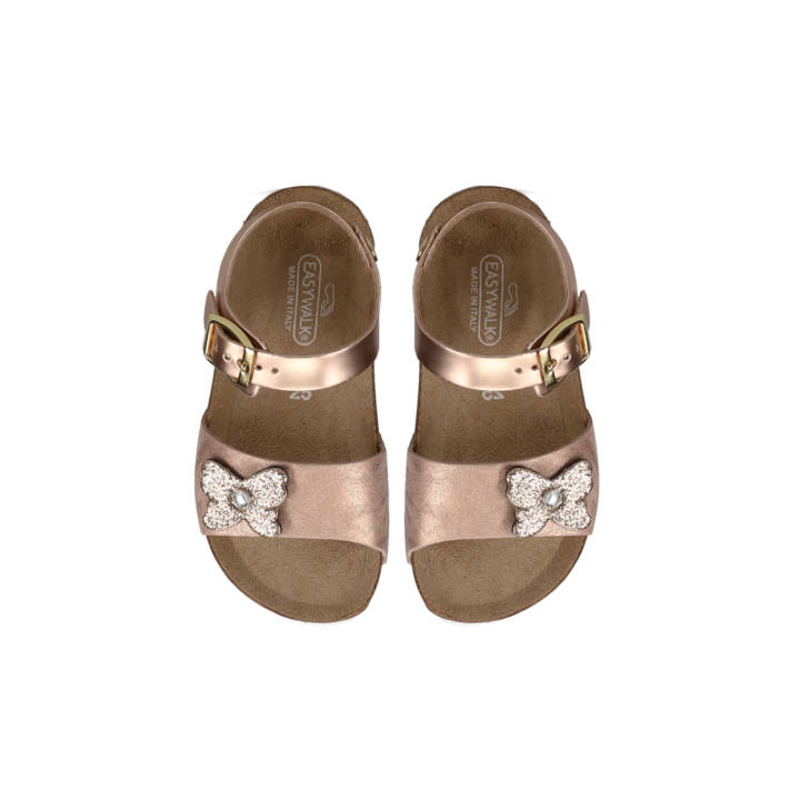 Kids rose gold footbed sandal
