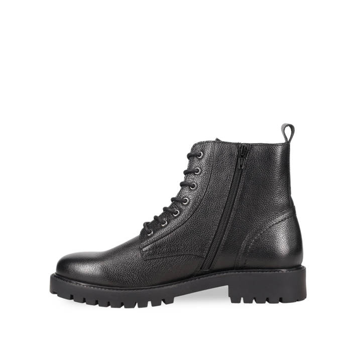 Mens black leather army boot