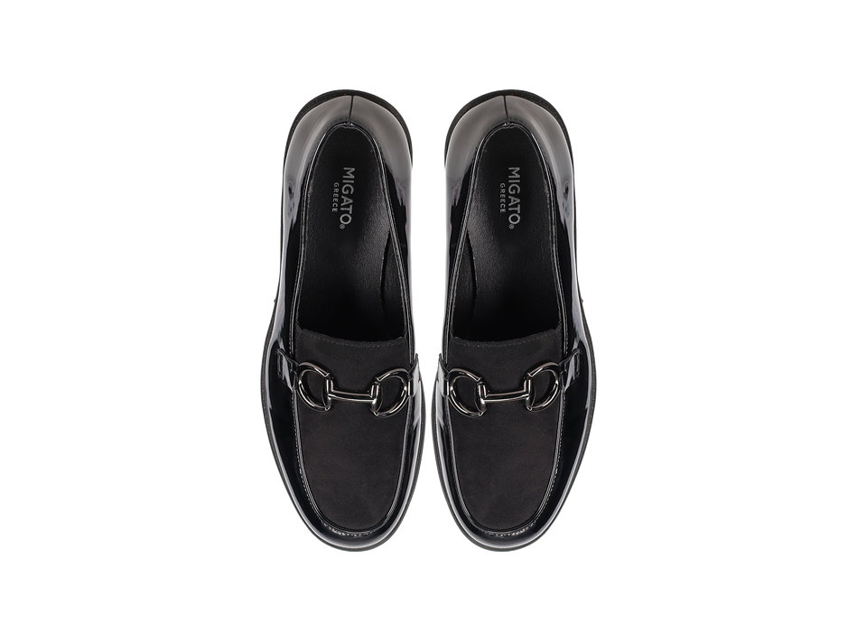 Black patent loafer