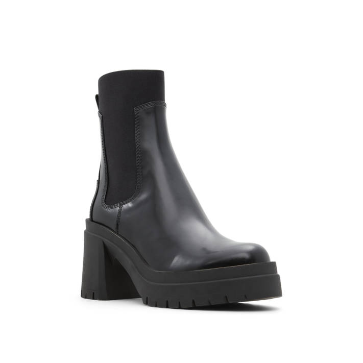 Black leather bootie BIGMOOD