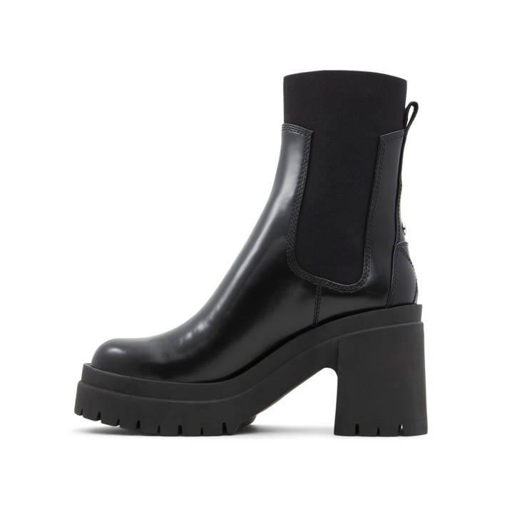 Black leather bootie BIGMOOD